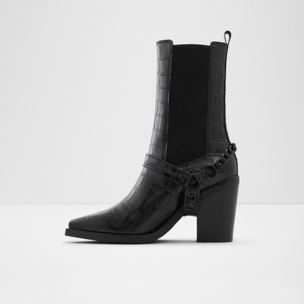 Női Aldo Campera Western ankle boot - Block heel Chelsea Csizma Fekete | 634-OUXFQT