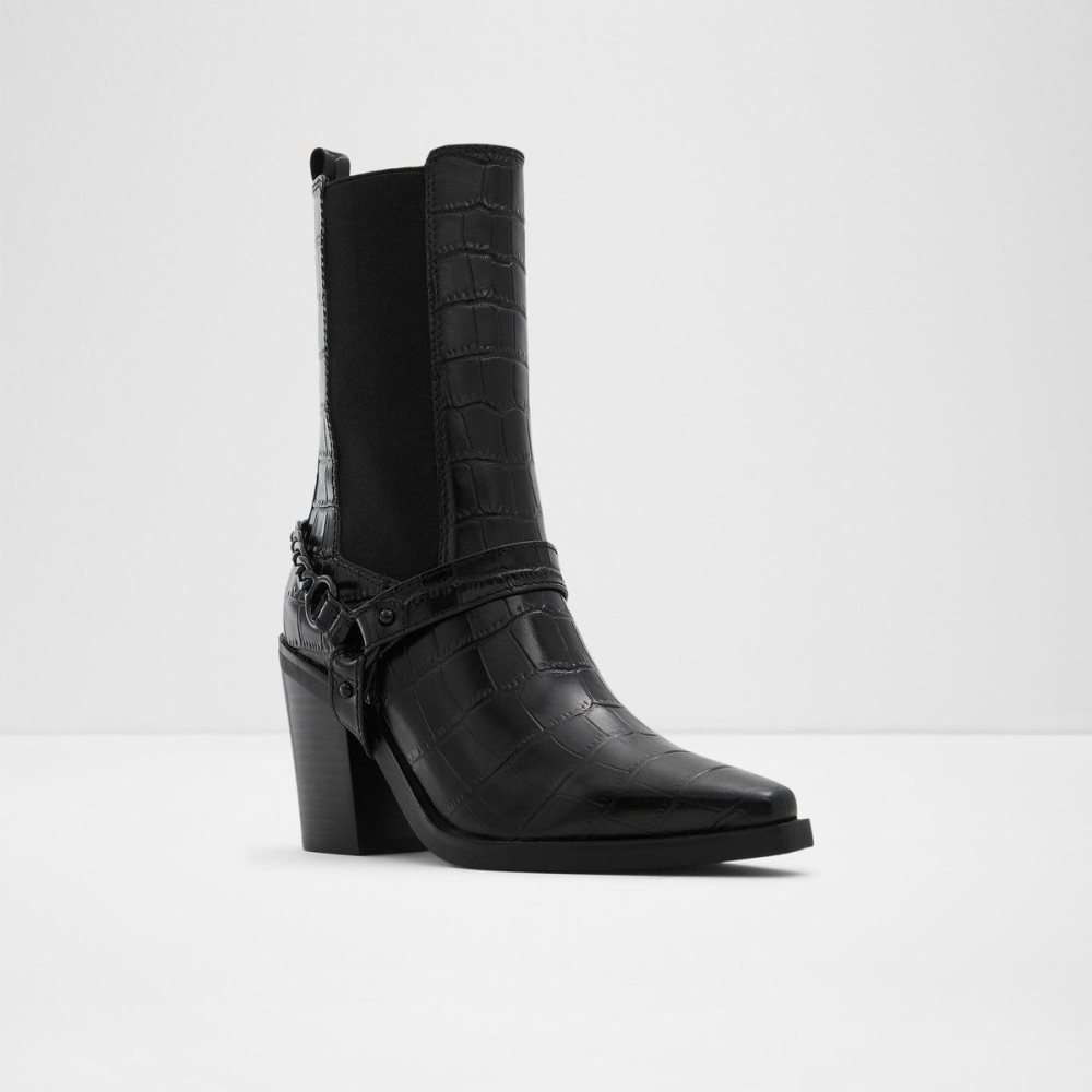 Női Aldo Campera Western ankle boot - Block heel Chelsea Csizma Fekete | 634-OUXFQT