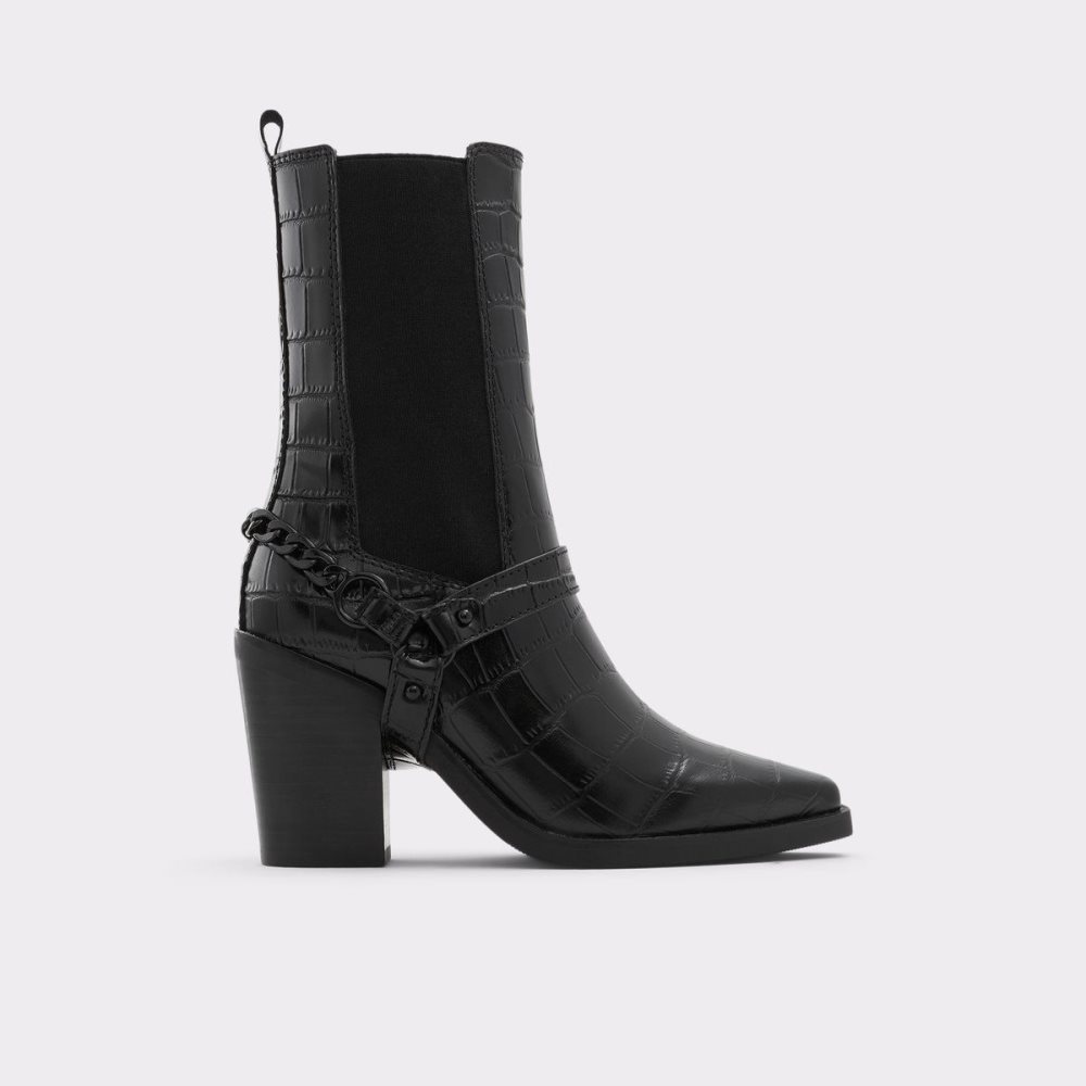 Női Aldo Campera Western ankle boot - Block heel Chelsea Csizma Fekete | 634-OUXFQT