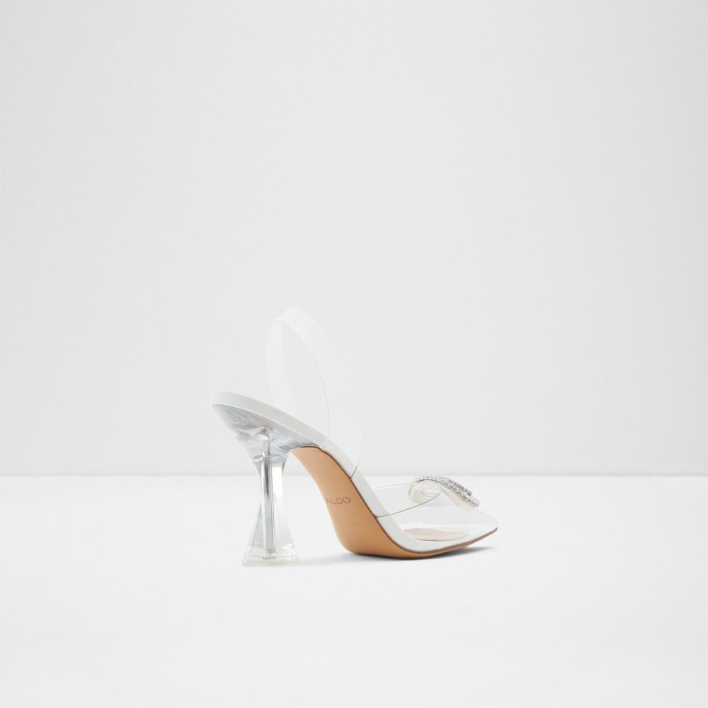 Női Aldo Cheers Sling back high heel Blokk Sarkú Cipő Fehér | 532-JSUYBN