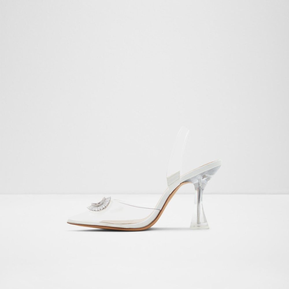 Női Aldo Cheers Sling back high heel Blokk Sarkú Cipő Fehér | 532-JSUYBN