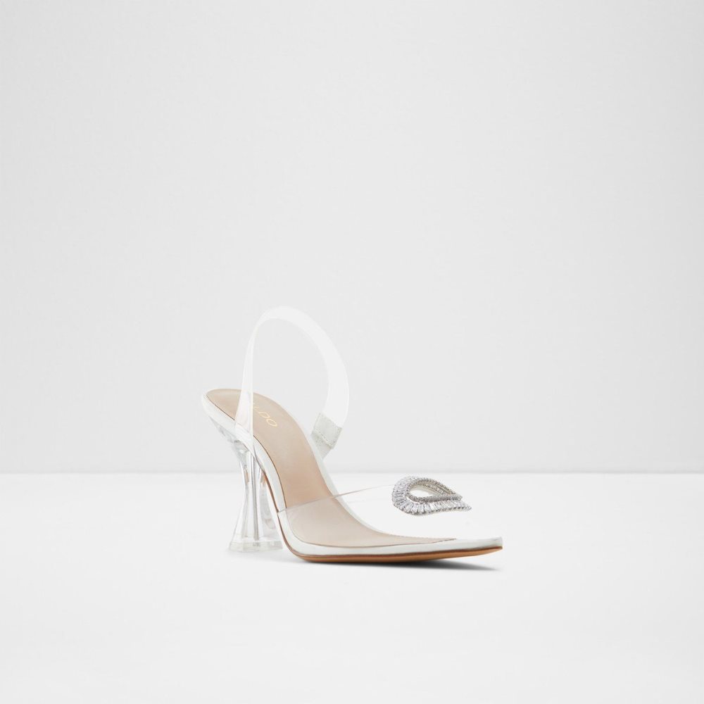 Női Aldo Cheers Sling back high heel Blokk Sarkú Cipő Fehér | 532-JSUYBN