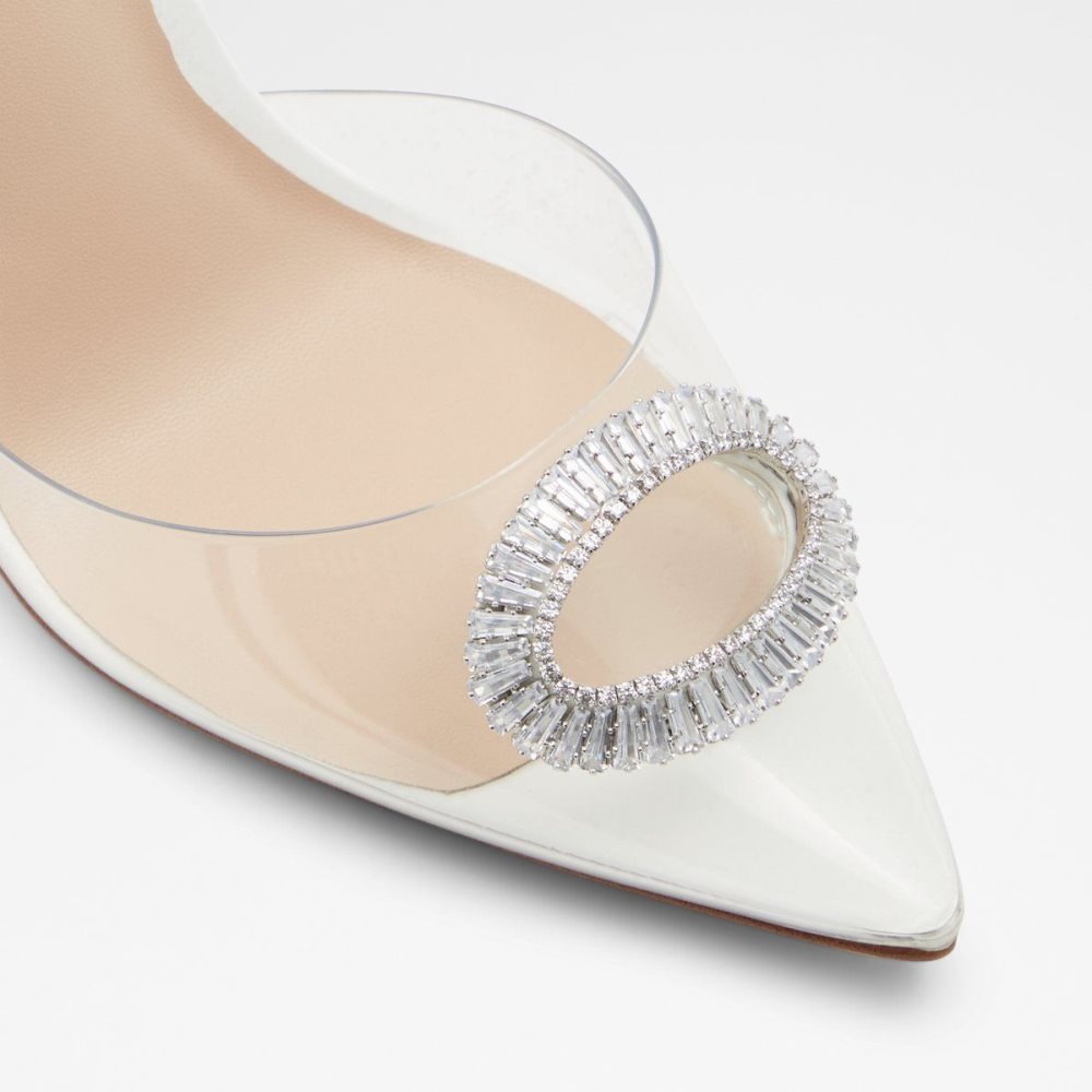 Női Aldo Cheers Sling back high heel Blokk Sarkú Cipő Fehér | 532-JSUYBN