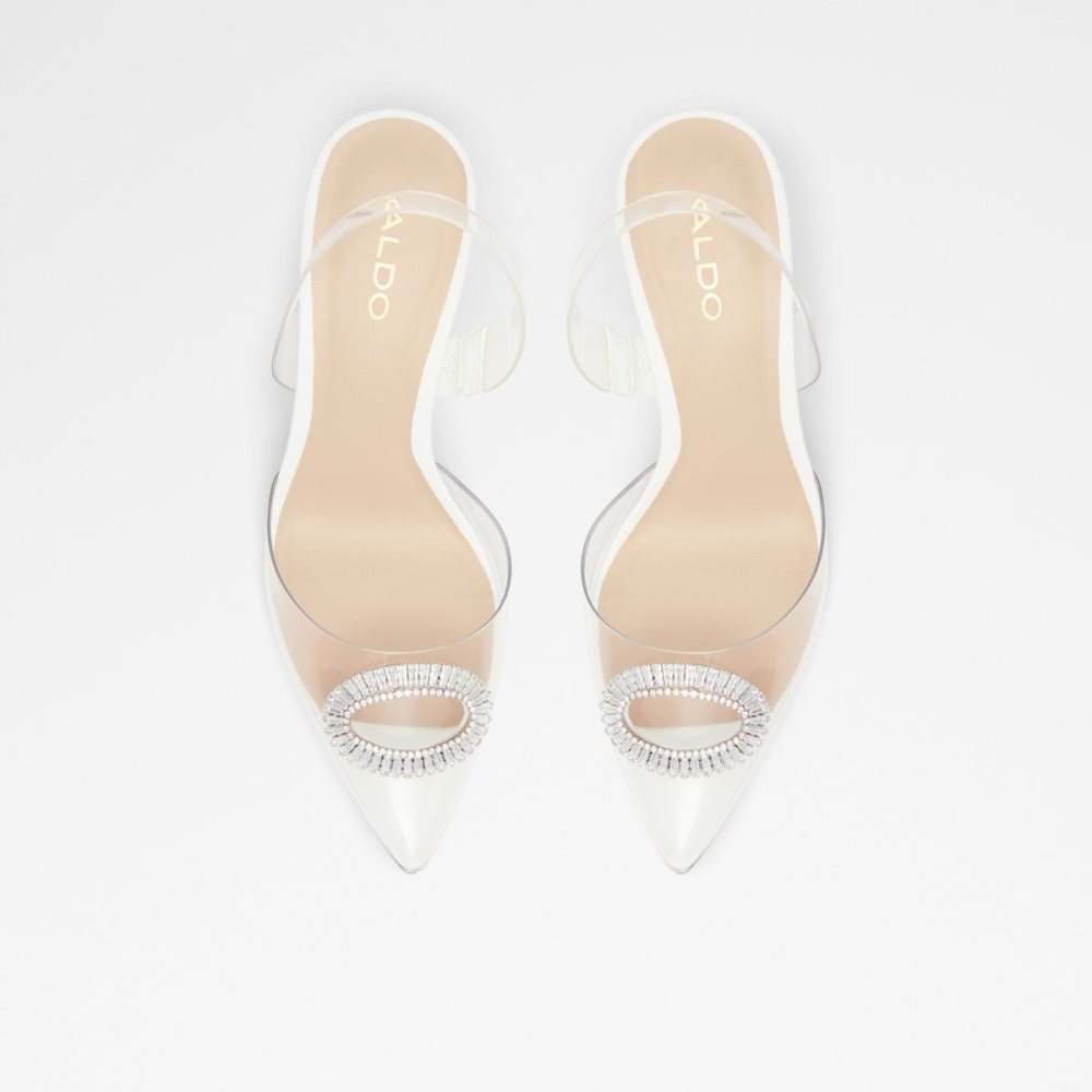 Női Aldo Cheers Sling back high heel Blokk Sarkú Cipő Fehér | 532-JSUYBN