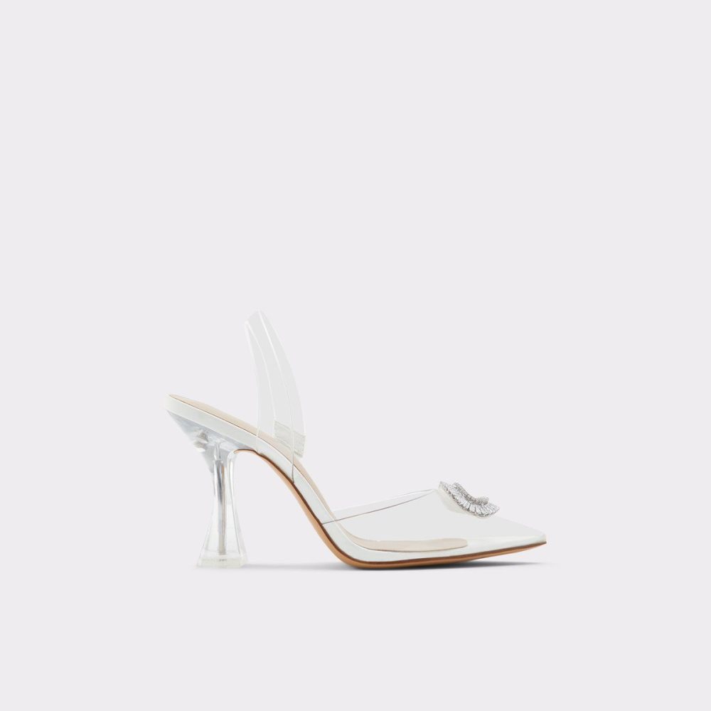 Női Aldo Cheers Sling back high heel Blokk Sarkú Cipő Fehér | 532-JSUYBN