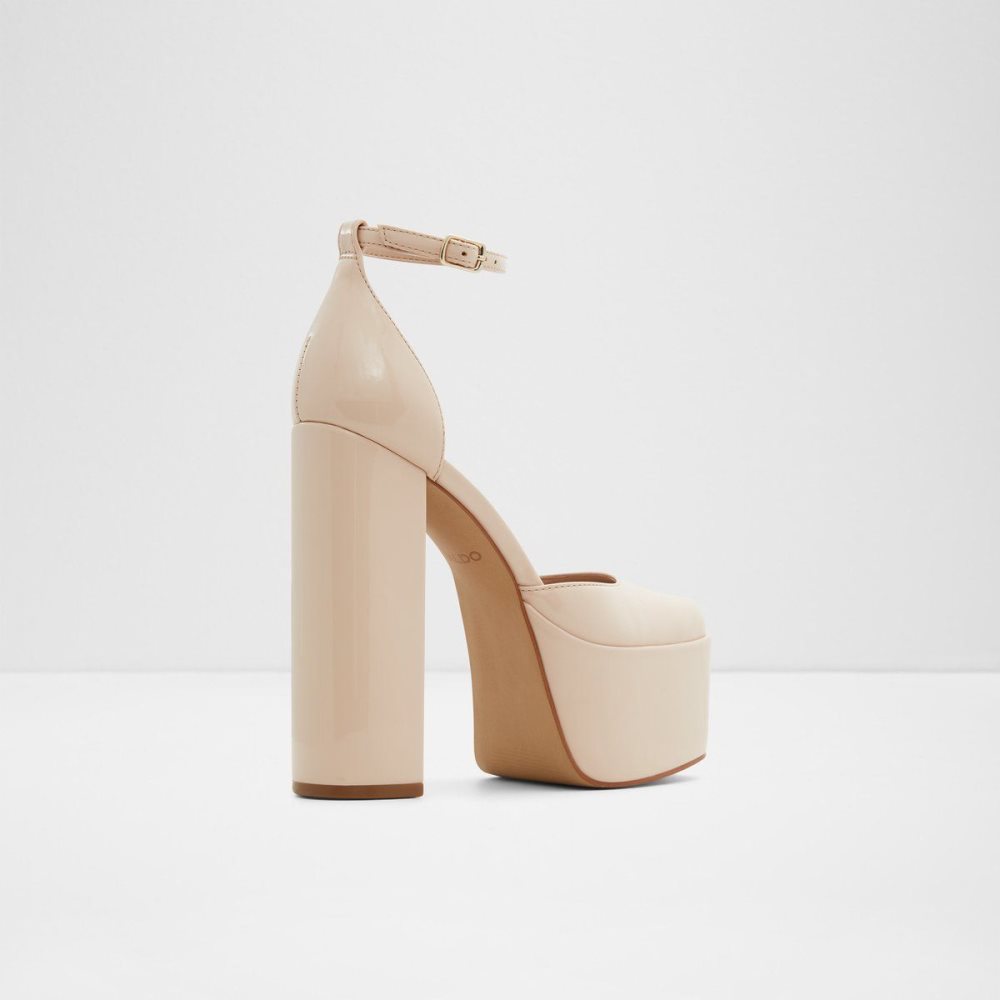 Női Aldo Craybaen Ankle strap heeled shoe - Plateforme Blokk Sarkú Cipő Bézs | 769-OHPSLF