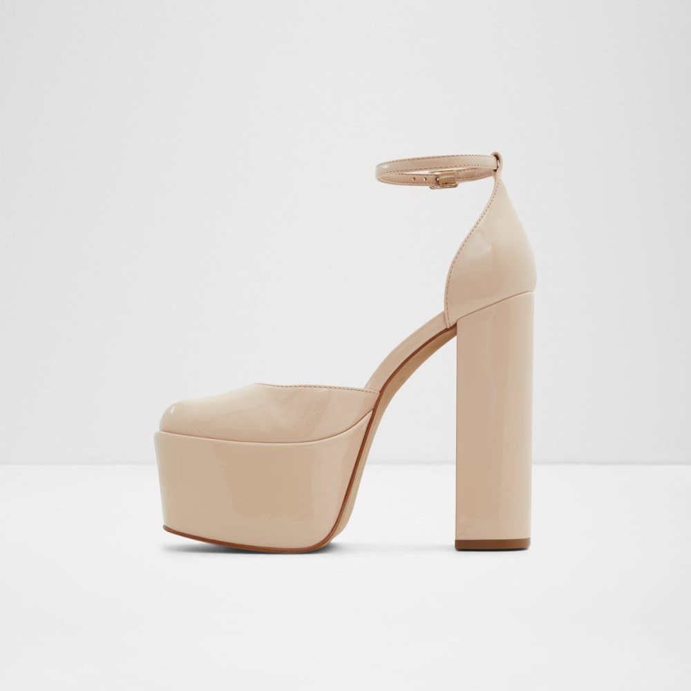 Női Aldo Craybaen Ankle strap heeled shoe - Plateforme Blokk Sarkú Cipő Bézs | 769-OHPSLF