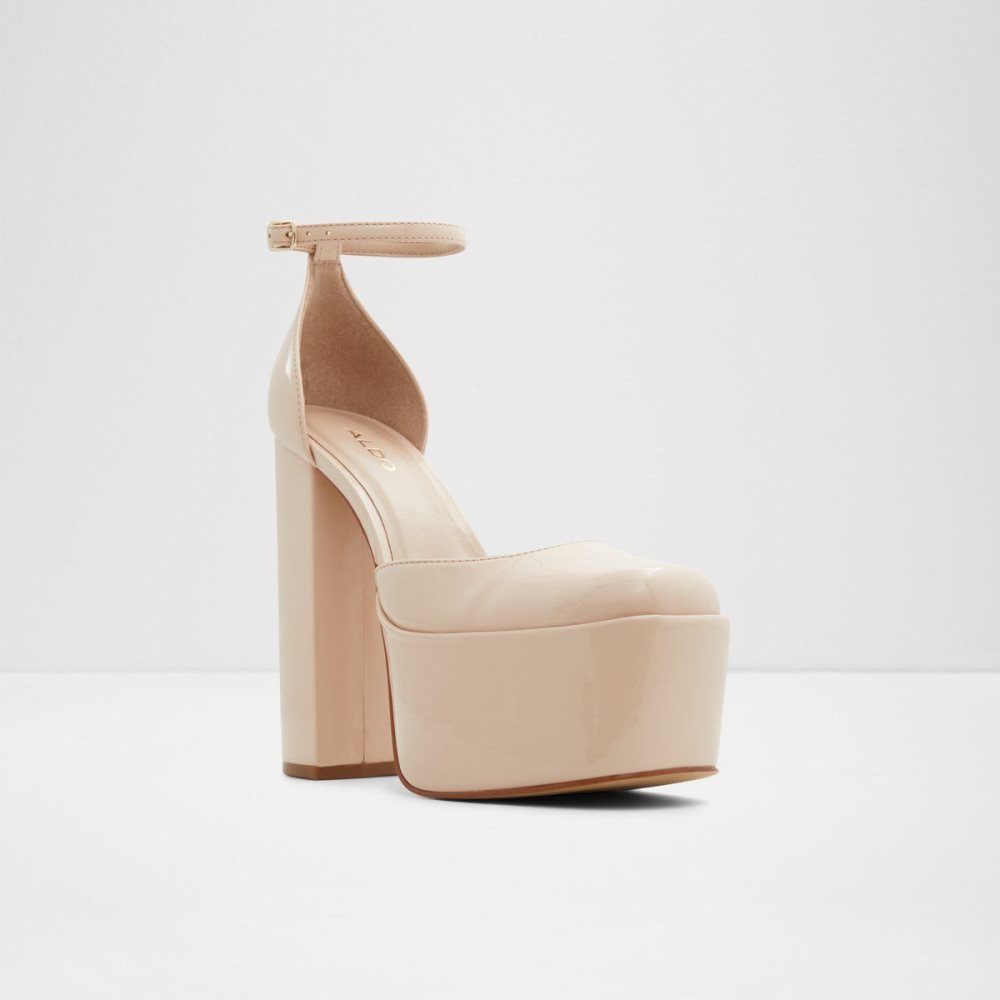 Női Aldo Craybaen Ankle strap heeled shoe - Plateforme Blokk Sarkú Cipő Bézs | 769-OHPSLF