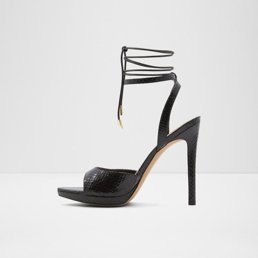 Női Aldo Docilla Strappy heeled sandal - Stiletto platform Platform Cipő Fekete | 512-GEMHJZ