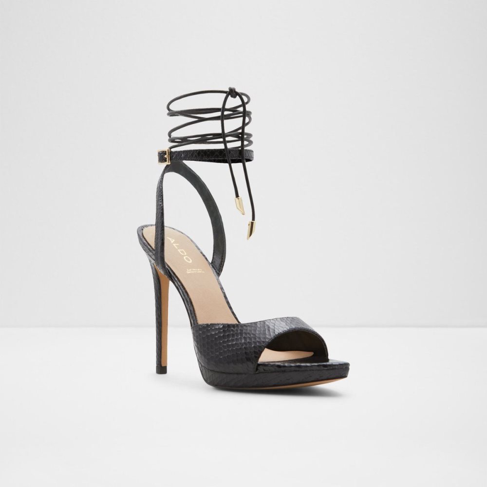 Női Aldo Docilla Strappy heeled sandal - Stiletto platform Platform Cipő Fekete | 512-GEMHJZ