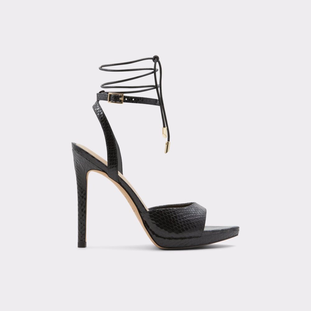 Női Aldo Docilla Strappy heeled sandal - Stiletto platform Platform Cipő Fekete | 512-GEMHJZ