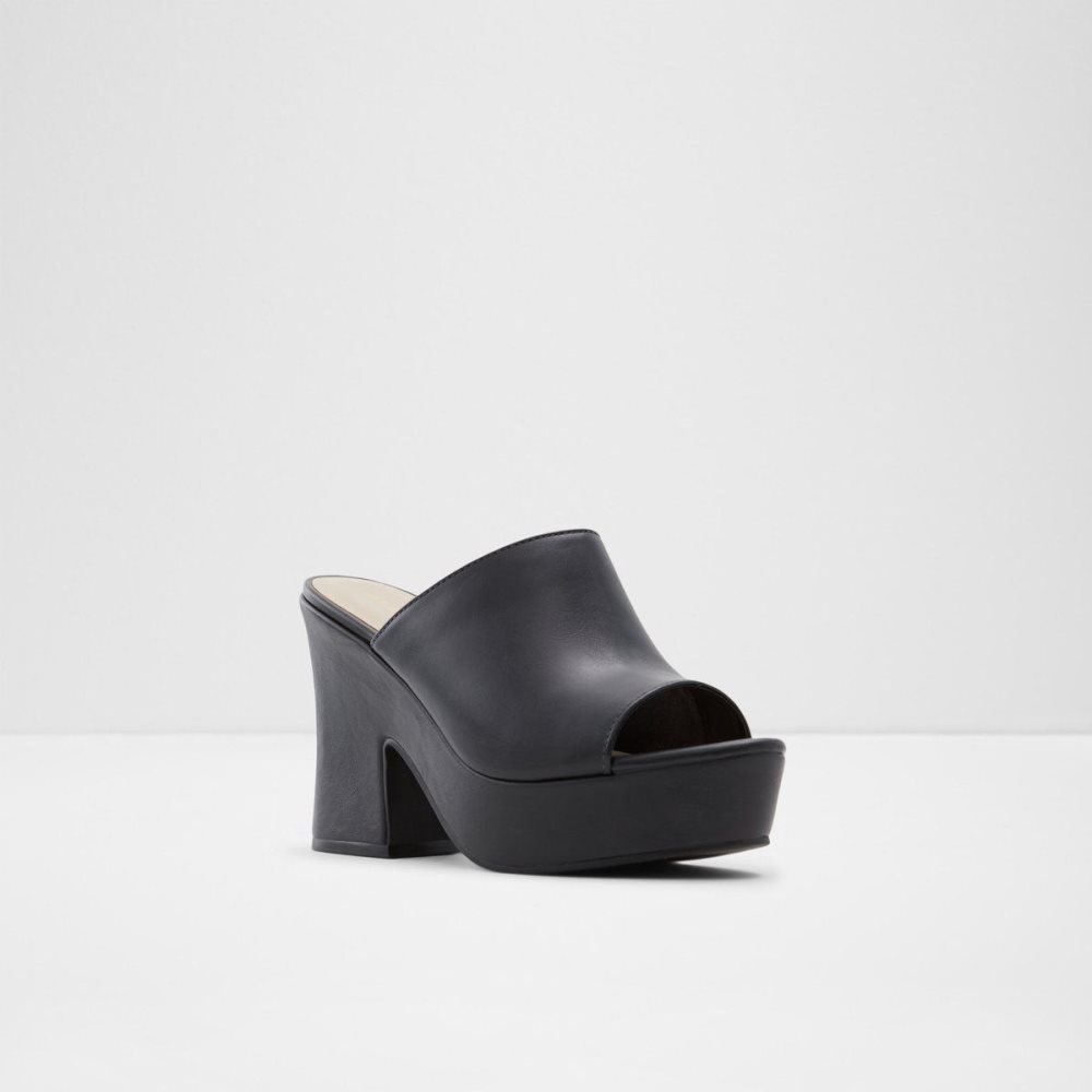 Női Aldo Ellara High heel slide sandal - Block heel Platform Cipő Fekete | 309-ACKHPL