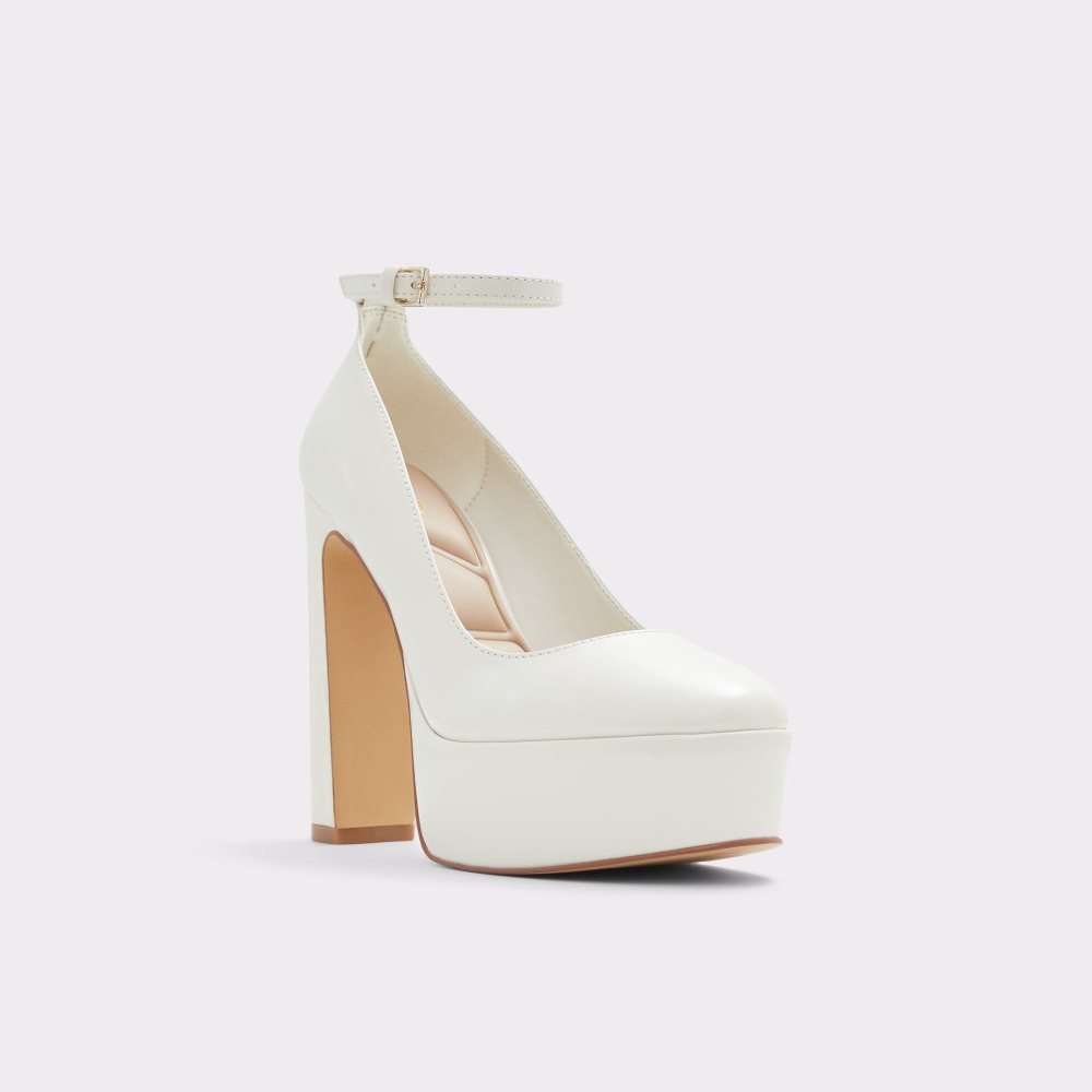 Női Aldo Fonda Ankle strap heeled shoe - Flatform Blokk Sarkú Cipő Fehér | 635-QVCXPH