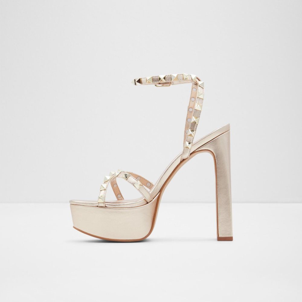 Női Aldo Geegully Ankle strap heeled sandal - Plateforme Platform Cipő Arany | 457-UFNPDS