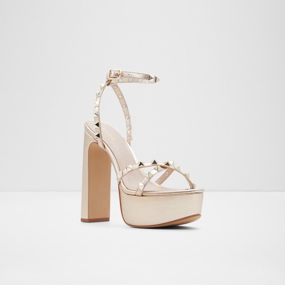 Női Aldo Geegully Ankle strap heeled sandal - Plateforme Platform Cipő Arany | 457-UFNPDS