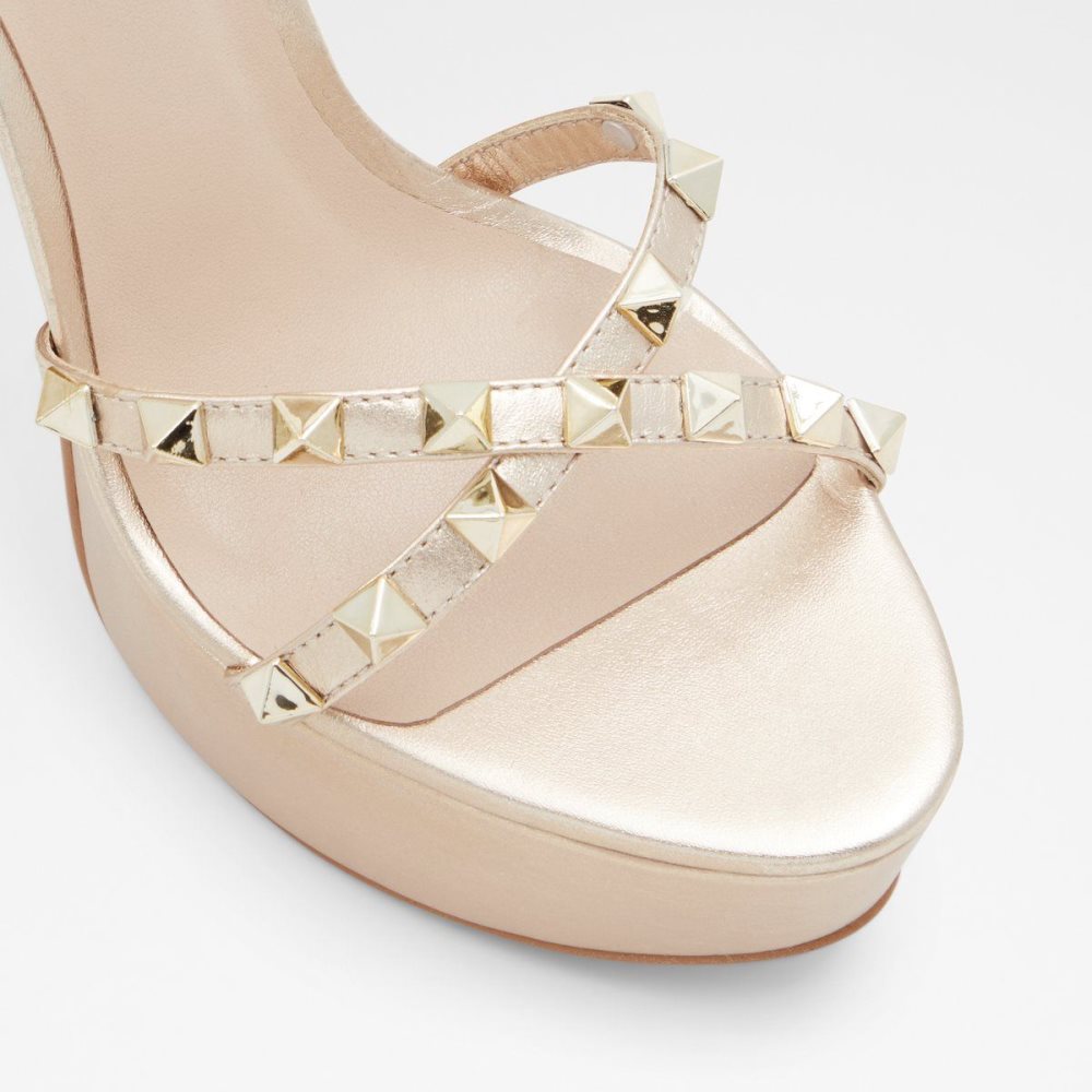 Női Aldo Geegully Ankle strap heeled sandal - Plateforme Platform Cipő Arany | 457-UFNPDS