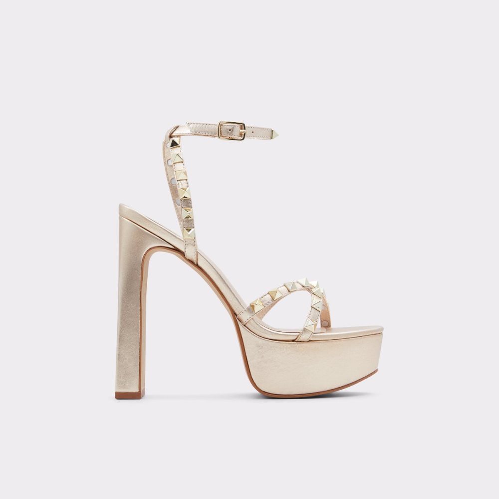 Női Aldo Geegully Ankle strap heeled sandal - Plateforme Platform Cipő Arany | 457-UFNPDS