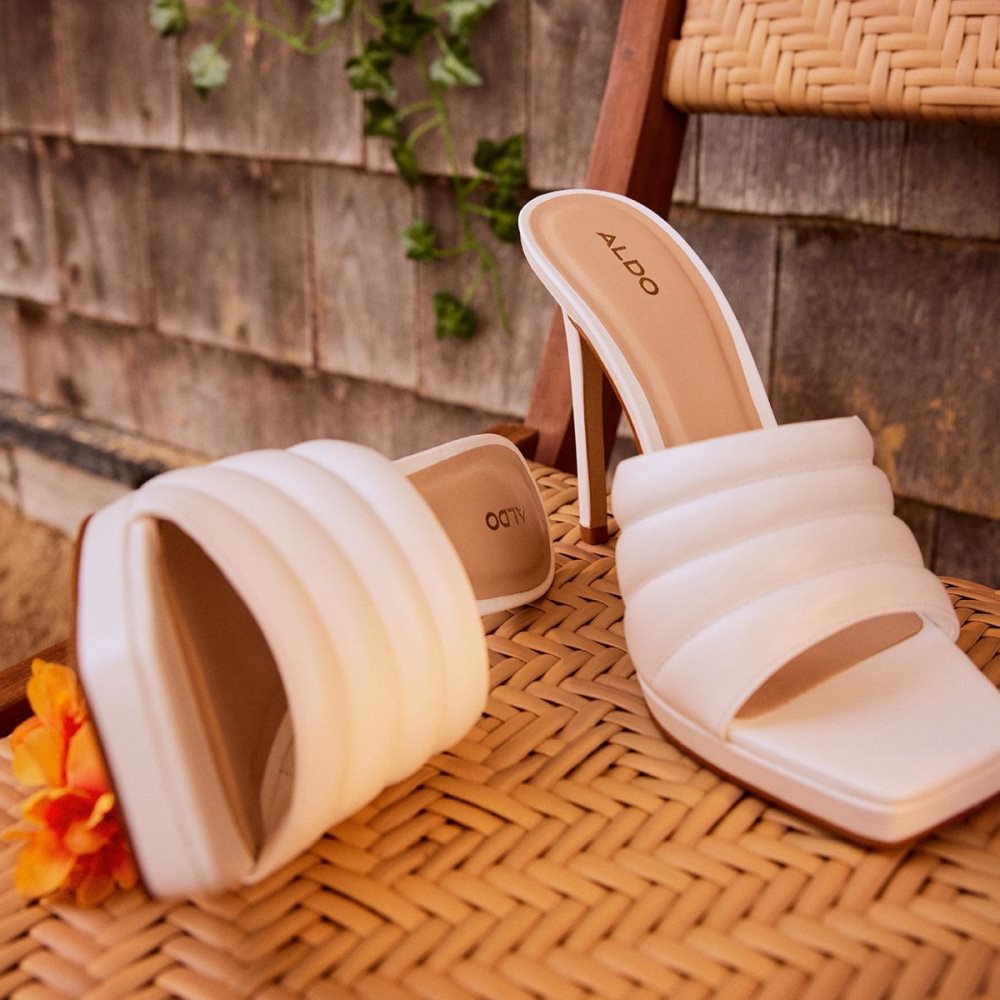 Női Aldo Gennia Heeled mule - Stiletto platform Platform Cipő Fehér | 593-KHYDXJ
