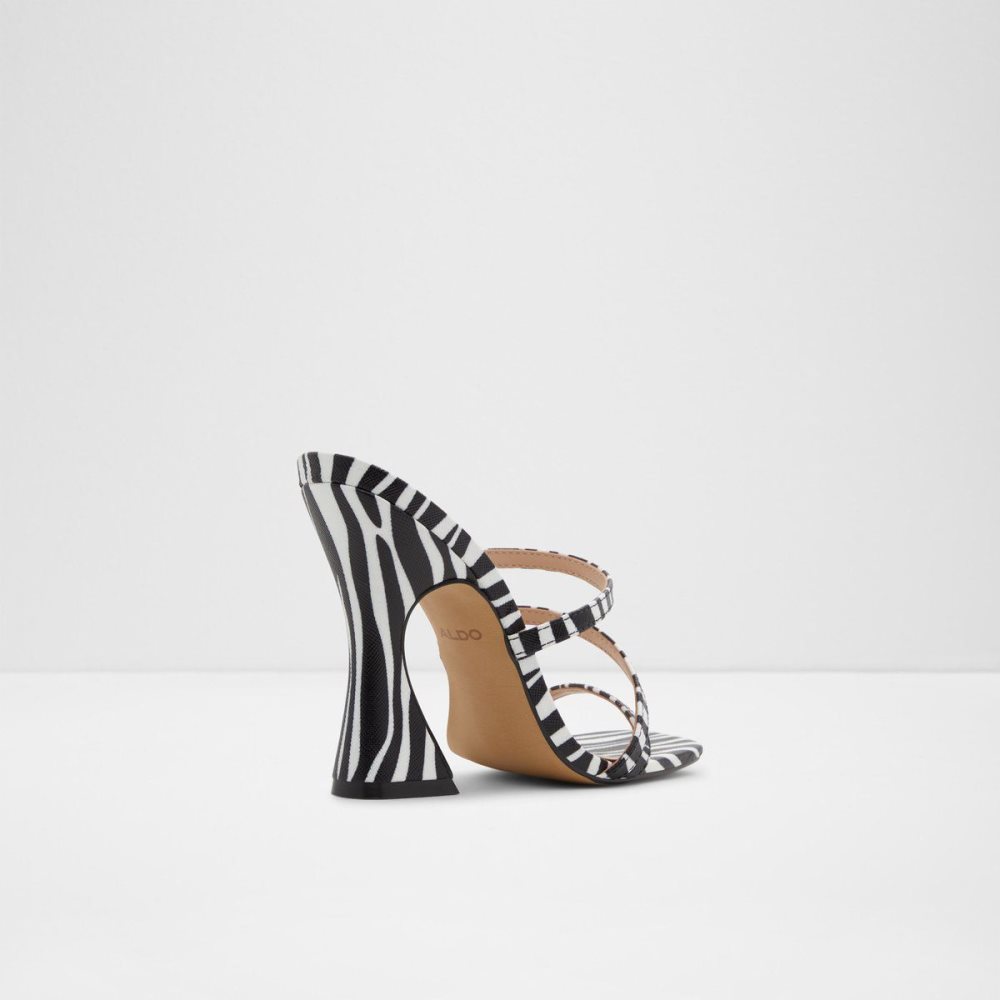Női Aldo Hugar Heeled mule Blokk Sarkú Cipő Fekete Fehér | 924-TKDXJQ