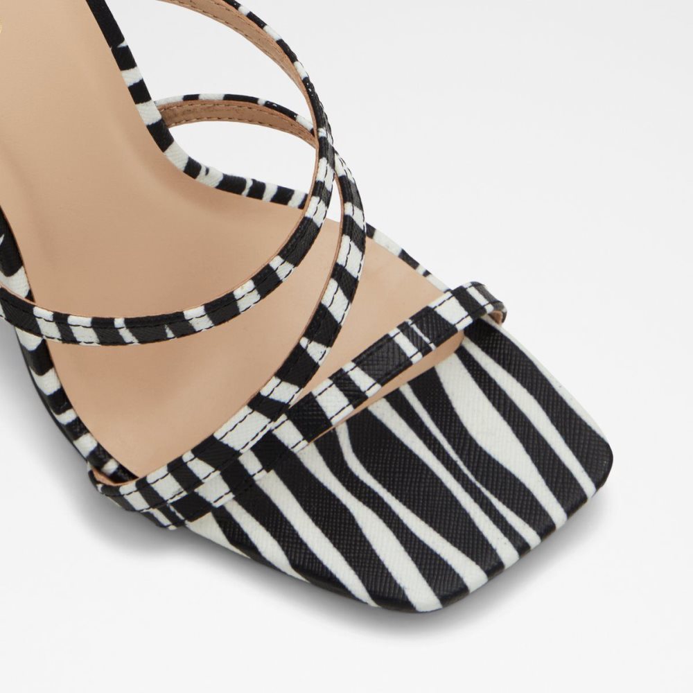 Női Aldo Hugar Heeled mule Blokk Sarkú Cipő Fekete Fehér | 924-TKDXJQ