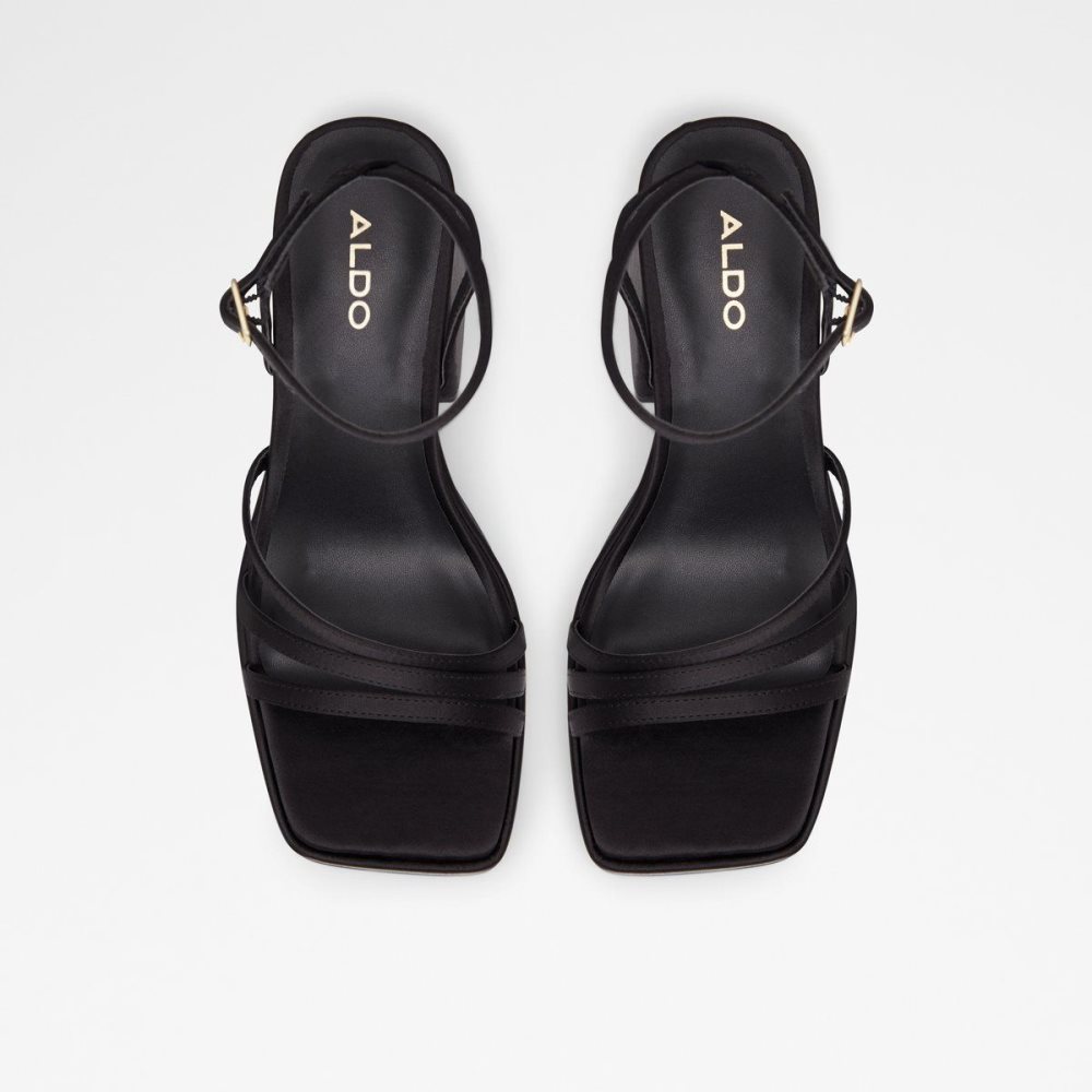 Női Aldo Landabriver Strappy heeled sandal - Plateforme Platform Cipő Fekete | 983-QVYTMF