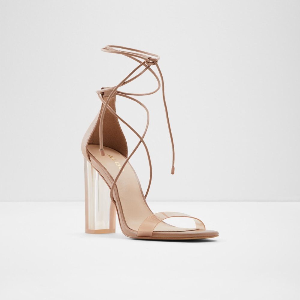 Női Aldo Onardonia Strappy heeled sandal Magassarkú Bézs | 601-ANOCST