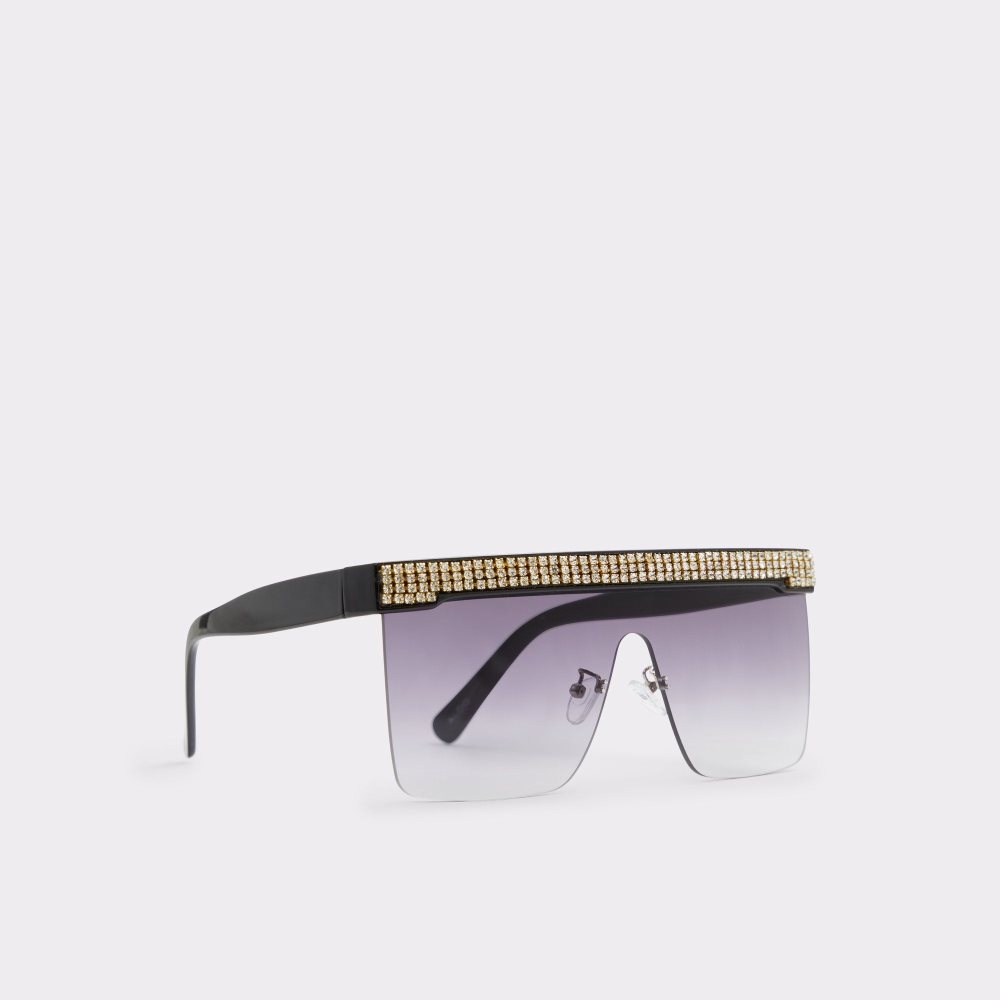 Női Aldo Pickthorne Shield sunglasses Napszemüveg Fekete Arany | 916-EFSIKX