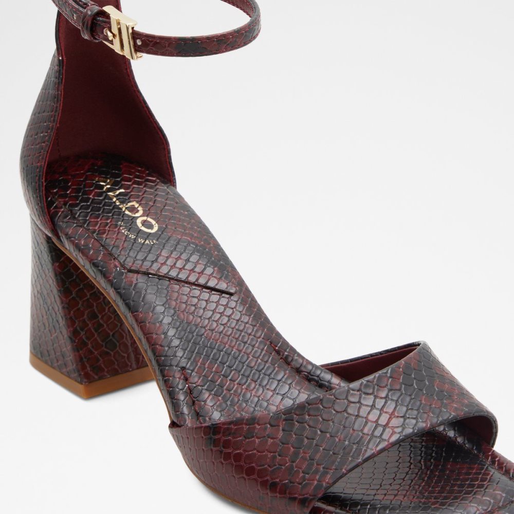 Női Aldo Safdie Ankle strap heeled sandal Blokk Sarkú Cipő Piros | 123-JQMYRG