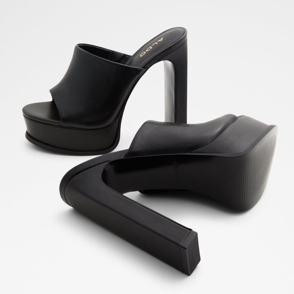 Női Aldo Savilla Heeled mule - Plateforme Platform Cipő Fekete | 135-CTDKUA