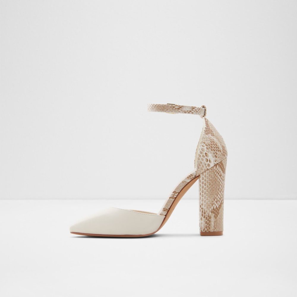 Női Aldo Susan Strappy heeled shoe Blokk Sarkú Cipő Fehér | 230-GQFZXR