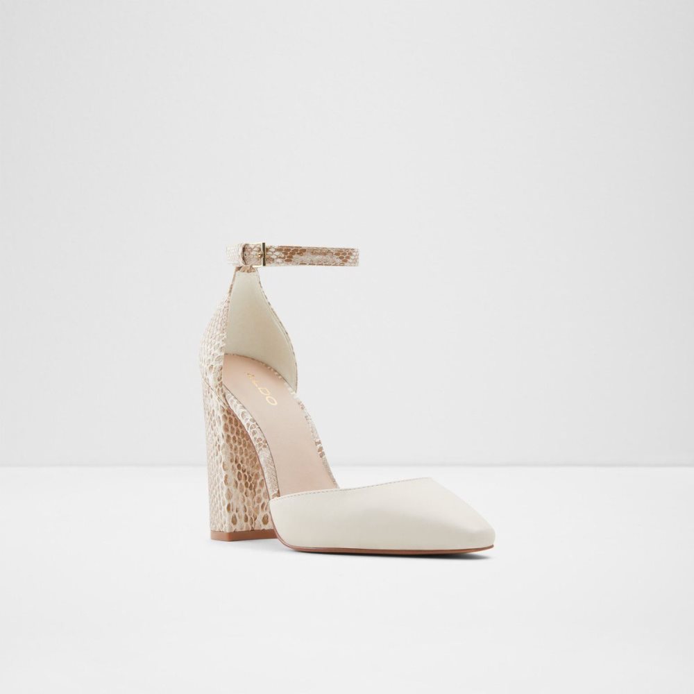 Női Aldo Susan Strappy heeled shoe Blokk Sarkú Cipő Fehér | 230-GQFZXR