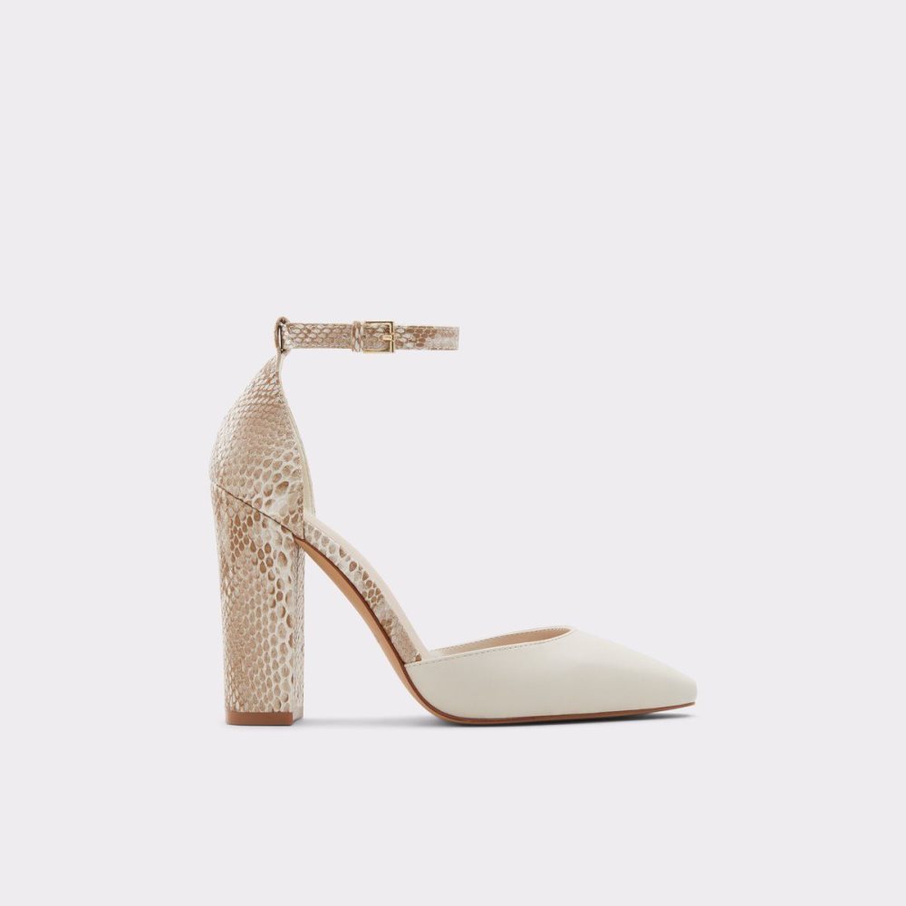 Női Aldo Susan Strappy heeled shoe Blokk Sarkú Cipő Fehér | 230-GQFZXR