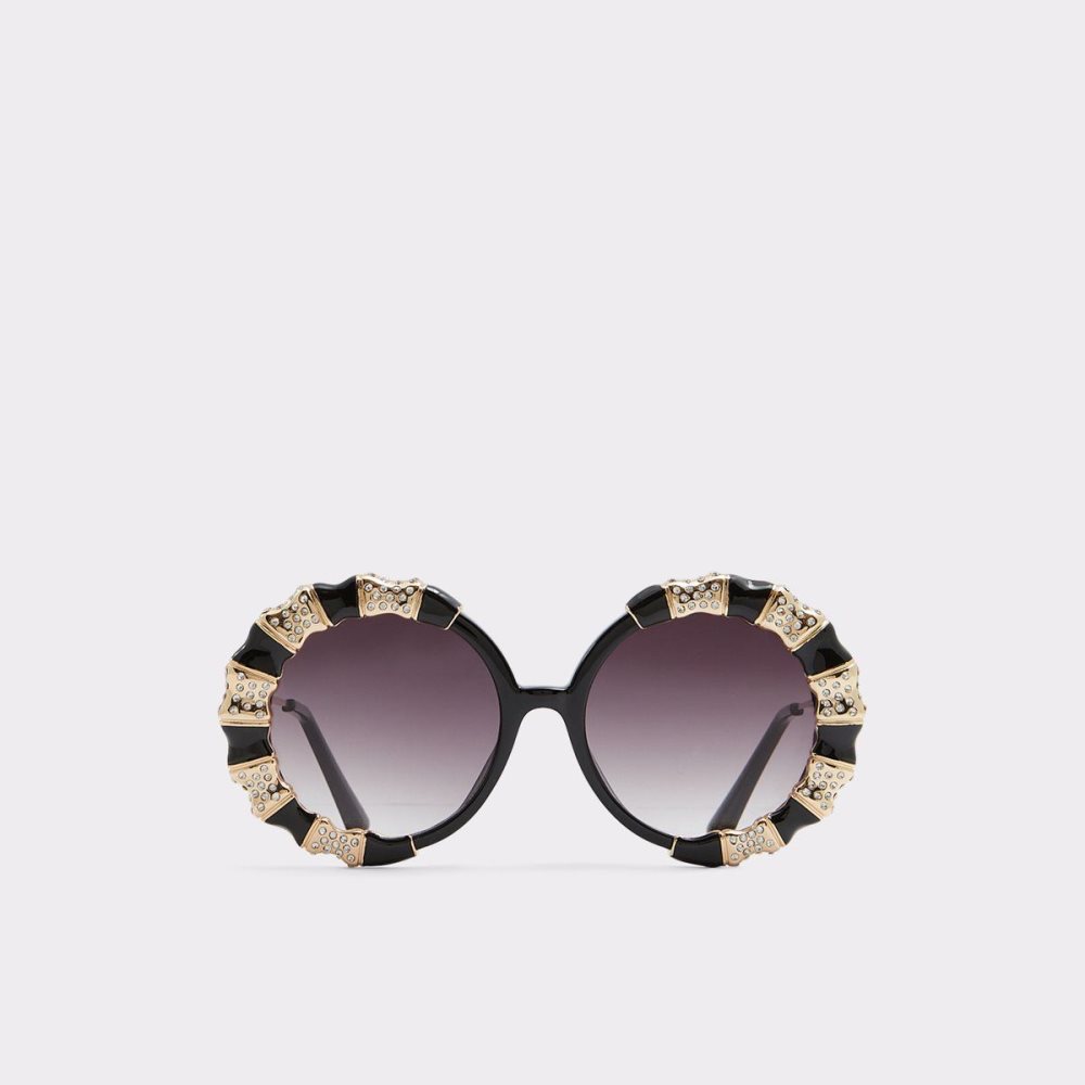 Női Aldo Zeamas Round sunglasses Napszemüveg Fekete Arany | 925-EKCNAV